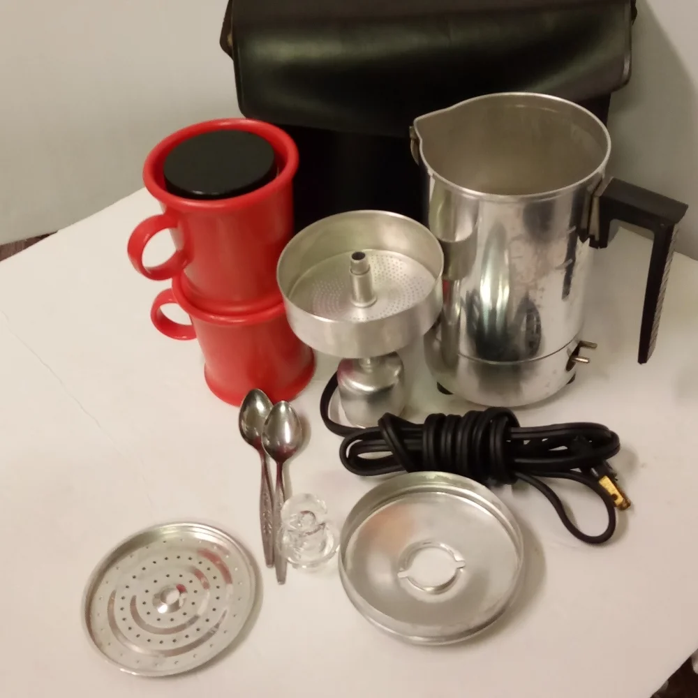 Empire Coffee Pot Travel Kit Electric Aluminum Vintage